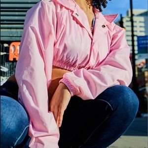 Pink crop windbreaker